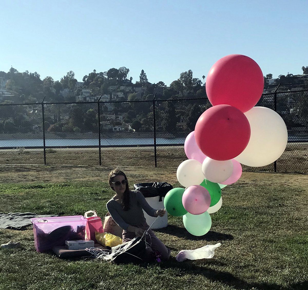 Woman with ballons
